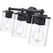 Z-Lite Thayer Vanity, 3-Light, 22.5 In.W x 5.75 In.L x 8.75 In.H, Matte Black/Clear 742-3V-MB - alternate 7